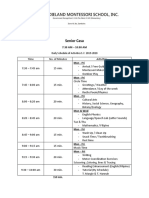 CASA Daily Schedule of Activities 2019-2020