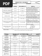 9 Tablas Productos Notables y Factorización