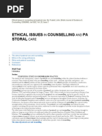 Ethical Issues in Counselling and Pastoral Care