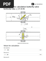 Hydrodynamic Calculation Butterfly Valve Lenticular Disc $S - D$ 0.16