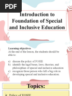 Introduction To Foundation of Special and Inclusive Education