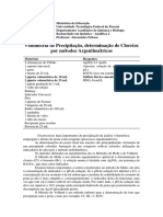 Volumetria de Precipitação, Determinação de Cloretos Por Métodos Argentimétricos