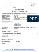 Is-Hs-Dt-Id-13 Hoja de Seguridad Invar S-300. Alcohol Etílico Al 70%