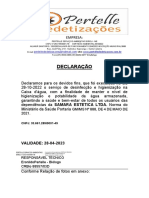 Certificado de Dedetização