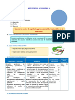 D5 A1 SESION Usamos La Noción de Equilibrio y Proporcionalidad Matemática en La Vida Diaria.