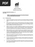 DTI Department Administrative Order Number 8 - Prescribing Guidelines For The Protection of Personal Data in Information and Communications System in The Private Sector