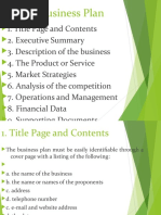 Parts of Business Plan