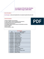 Candidats Admis Au Concours D'accès Aux Années Préparatoires de l'ENSA Tanger Juillet 2015