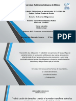 Transmisión de Las Obligaciones en Los Artículos 1911 Al 1943 Del Código Civil Del Estado de Sinaloa