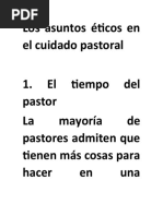 Los Asuntos Éticos en El Cuidado Pastoral