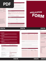 Costa Coffee Application Form