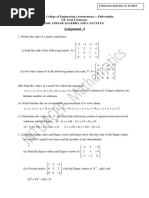 Linear Algebra and Calculus Assignment Problems-1