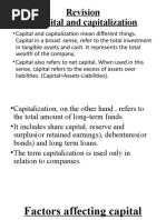 Capital Structure, Capitalisation and Leverage