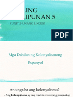 Araling Panlipunan 5: Yunit 2-Unang Linggo