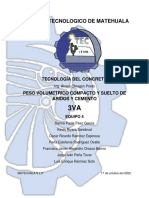 Peso Volumétrico Compacto y Suelto de Áridos y El Cemento