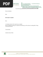 Complaint Acknowledgement Letter Template