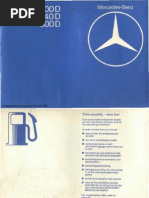 1979 1985 Mercedes Benz 200d 240d 300d w123 Owners Manual