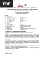 Facultad de Ciencias Contables, Financieras Y Administrativas Carrera Profesional de Contabilidad Sílabo/Plan de Aprendizaje Matematica Financiera I