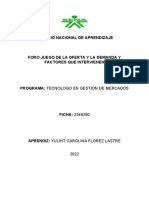 Foro Juego de La Oferta y La Demanda y Factores Que Intervienen