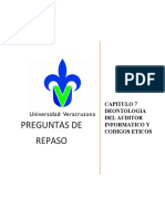 Cuestionario - Cap7 Capitulo 7 Deontologia Del Auditor Informatico y Codigos Eticos