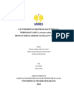 Uji Toksisitas Ekstrak Daun Pepaya TERHADAP LARVA Artemia Salina Leach. Dengan Brine Shrimp Lethality Test (BSLT)