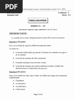 Epreuve Bac 2022 Philosophie Serie A1-A2 Cote D'ivoire