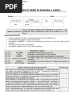 EVALUACIÓN INFORMAL DE LENGUAJE 4° Basico Final