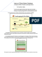 Fire Resistance of Plants Master Database: & Placement of Species Within Firewise Landscape Zones For Southern Idaho