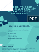 Human Rights, Social Justice, Gender Equality and Participatory Development