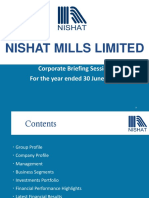 Nishat Mills Limited: Corporate Briefing Session For The Year Ended 30 June 2019