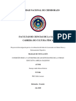 Condición Fisica y Autoestima de Los Estudiantes de La Unidad Educativa Amelia Gallegos