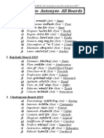 Synonym Antonym All-Boards Exercise Sheet