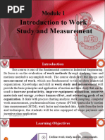 Module 1 - Introduction Work Study and Measurement