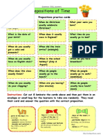 Preposition of Time Conversation Cards