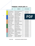 Primaria Lista Grupo Nro 01 Miss Milagros Rondan