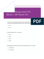 VAT - MCQ Test Questions by Mahbub Sir