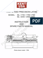 Kent USA ML 1740 2080 Lathe Manual