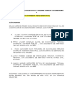 Modelo de Constitución de Sociedad Anónima Cerrada Con Directorio