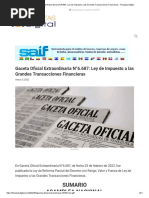 Gaceta Oficial Extraordinaria N°6.687 - Ley de Impuesto A Las Grandes Transacciones Financieras