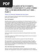 The Boundaries of Successful Adverse Possession Claims Under The Land Registration Act 2002