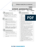 FGV 2021 Camara de Aracaju Se Assistente Administrativo Prova