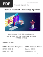 Movie Ticket Booking System Cs Project STD - Xii - Nandini Narayanan and Samanyu Nikam