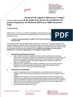 Avis Au Public - Lancement Appel D'offres Pour L'analyse Du Processus Global Du Projet Et Le Service de Consultance Du Projet KEP Ã MMG Kinsevere