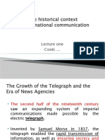 The Historical Context of International Communication: Lecture One Conti