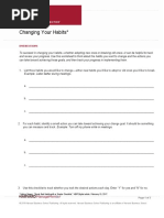 Worksheet For Changing Habits