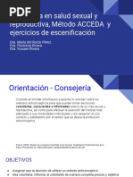 Consejería en Salud Sexual y Reproductiva, Método ACCEDA y Ejercicios de Escenificación