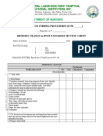 CHECKLIST ON DRESSING CHANGE For POST CS CLIENT