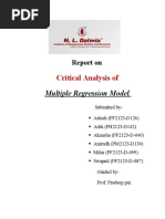 Critical Analysis Of: Multiple Regression Model