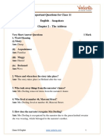 Important Questions On Class 11 English Chapter 2 The Address