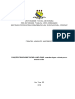 Funções Trigonométricas Complexas... Nascimento